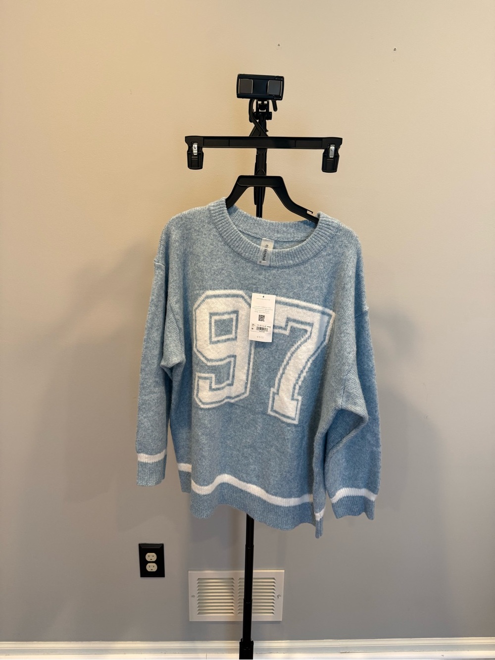 Light Blue '97 Crewneck Sweater - Relaxed Knit wool blend
